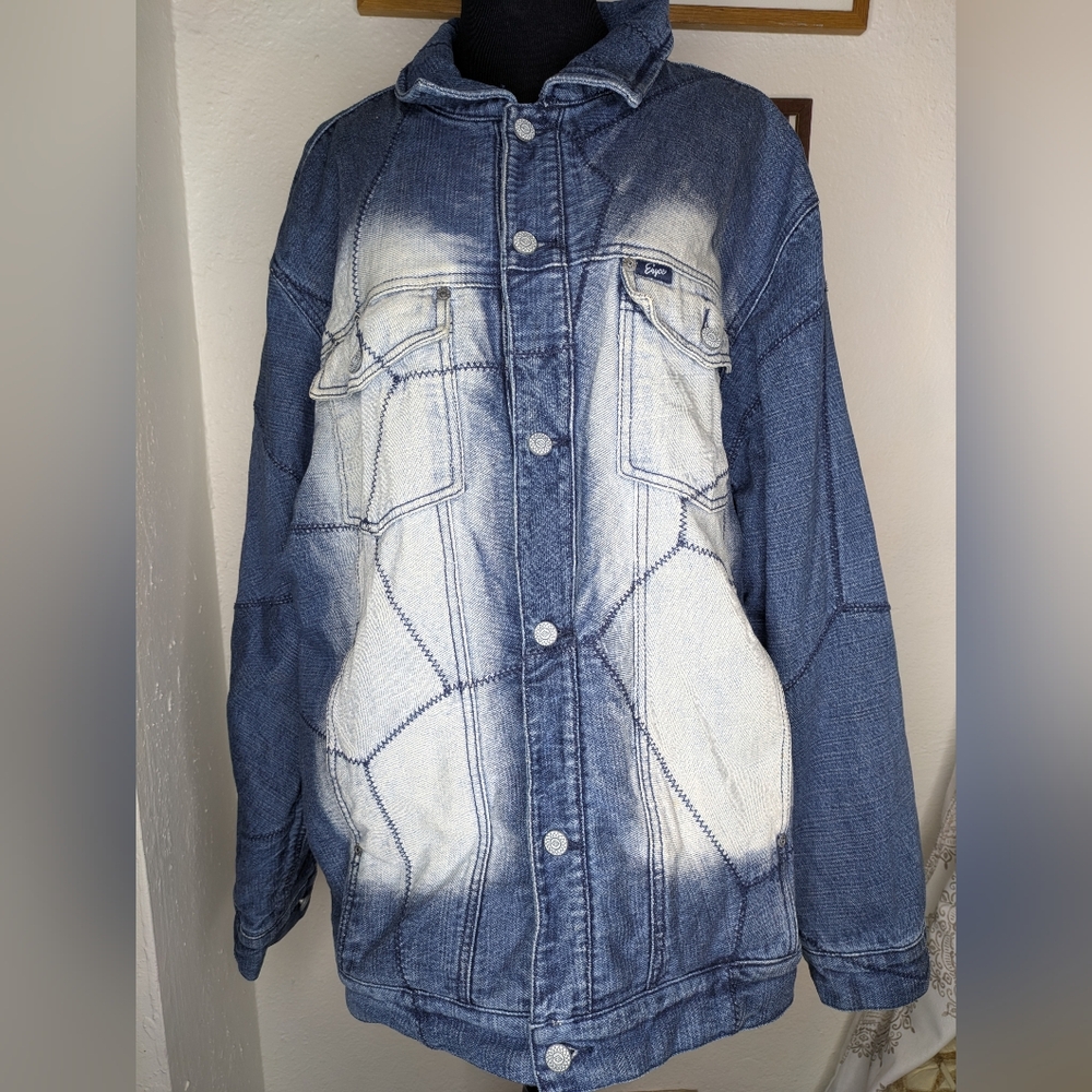 Vintage Y2K Enyce Two-Tone Contrast Stitch Denim Jacket Men's Sz L 100% Cotton